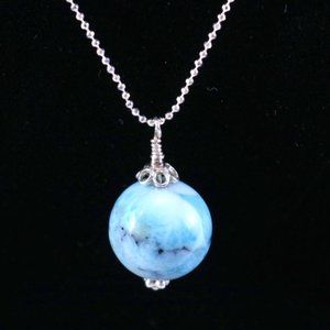 Larimar Sterling Silver Necklace, 18 inch